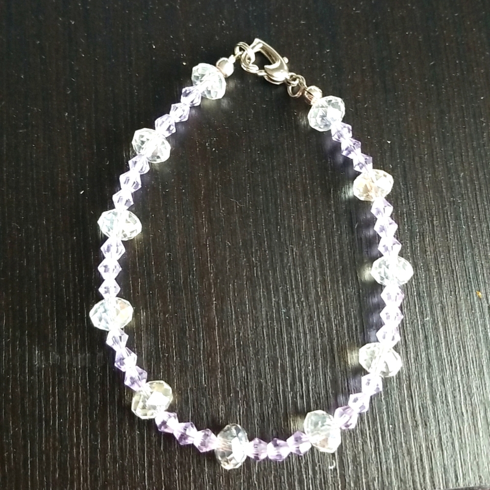 Swarovski Crystals Handmade Bracelet Heart Clasp-Lavendar
